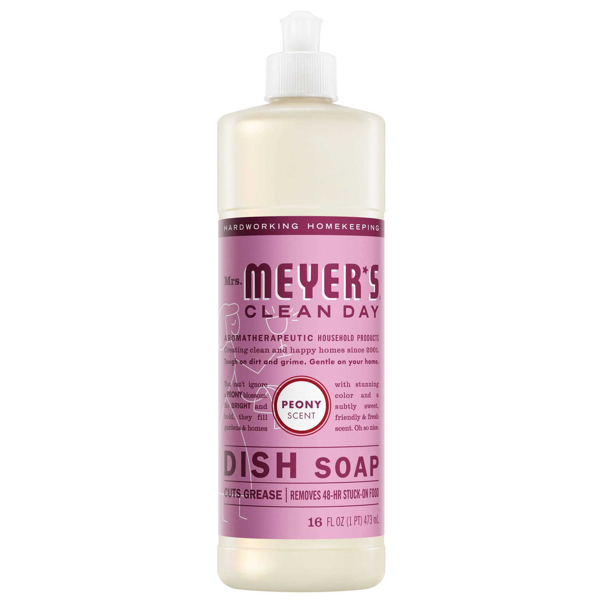 Mrs. Meyer's Clean Day Peony Scented Dish Soap - 16 fl oz: Plastic Bottle, Paraben-Free, Removes Grease