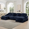Classic U-Shape 4-Seater Modular Sectional Sofa with Flared Arms, Removable Ruffles Skirts & Movable Ottomans, Chenille Deep Seat Cloud Sofa - 2 of 4