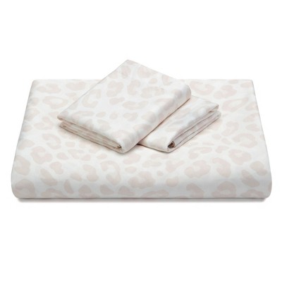 King Cream Leopard Print Rayon Polyester Duvet Cover Set