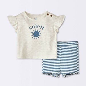 Baby Girls' Soliel Modal T-Shirt & Bike Shorts Set - Cloud Island™ Off-White - 1 of 4