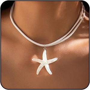 Starfish & Shell Gold Jewelry Set - Beachy Necklace & Earrings for Women - 1 of 4