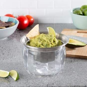 Cold Dip Bowl-Chilled Serving Dish with Ice Chamber-Servingware Container For Dip, Hummus, Dressing, Salsa, Guacamole, and More by Classic Cuisine