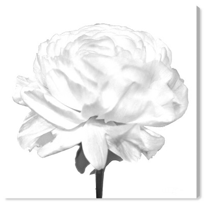 12" x 12" Blooming Flower Blanc Floral and Botanical Unframed Canvas Wall Art in White - Oliver Gal