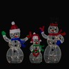 Northlight Lighted Glittering Mesh JOY Snowmen Outdoor Christmas Decoration - Warm White -Set 3 - 2 of 2