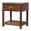 HomeRoots 20" Chestnut Solid Wood One Drawer Nightstand With Leather Shelf - 4 of 4