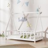 TopComfy Beds Floor House Bed Frame with Guardrail Tent Design Kids Bed No Box Spring Needed Easy Assembly for Kids, White, 61.42"*33.85"*64.57" - 2 of 4