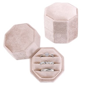 Unique Bargains Vintage Velvet Octagonal 3 Slots Jewelry Storage Boxes 2 Pcs - 1 of 4