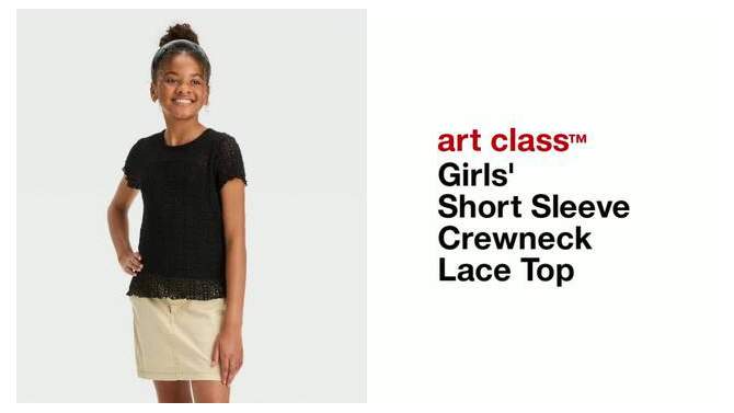 Girls' Short Sleeve Crewneck Lace Top - art class™, 2 of 5, play video