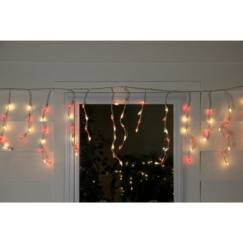 Northlight 50ct Mini Window Curtain Icicle String Lights Red/Clear - 5' White Wire, 3 of 4