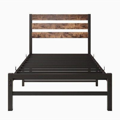 NicBex Wood Platform Bed Frame with Vintage Style Headboard and Metal Slats Support