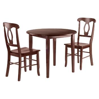 3pc Clayton Drop Leaf Dining Sets with 2 Keyhole Back Chairs Walnut - Winsome