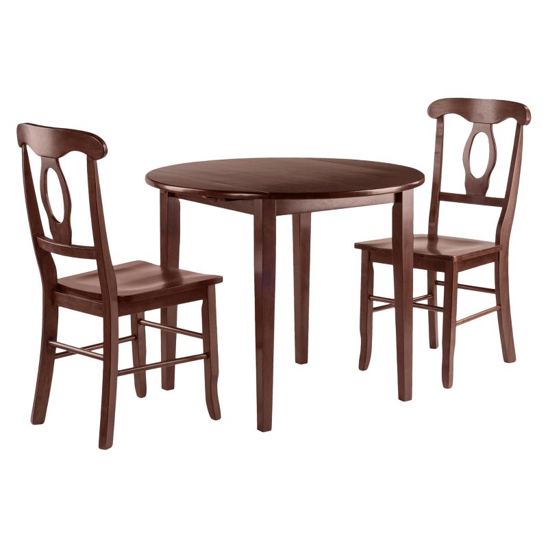 3pc Clayton Drop Leaf Dining Sets with 2 Keyhole Back Chairs Walnut - Winsome, 1 of 5