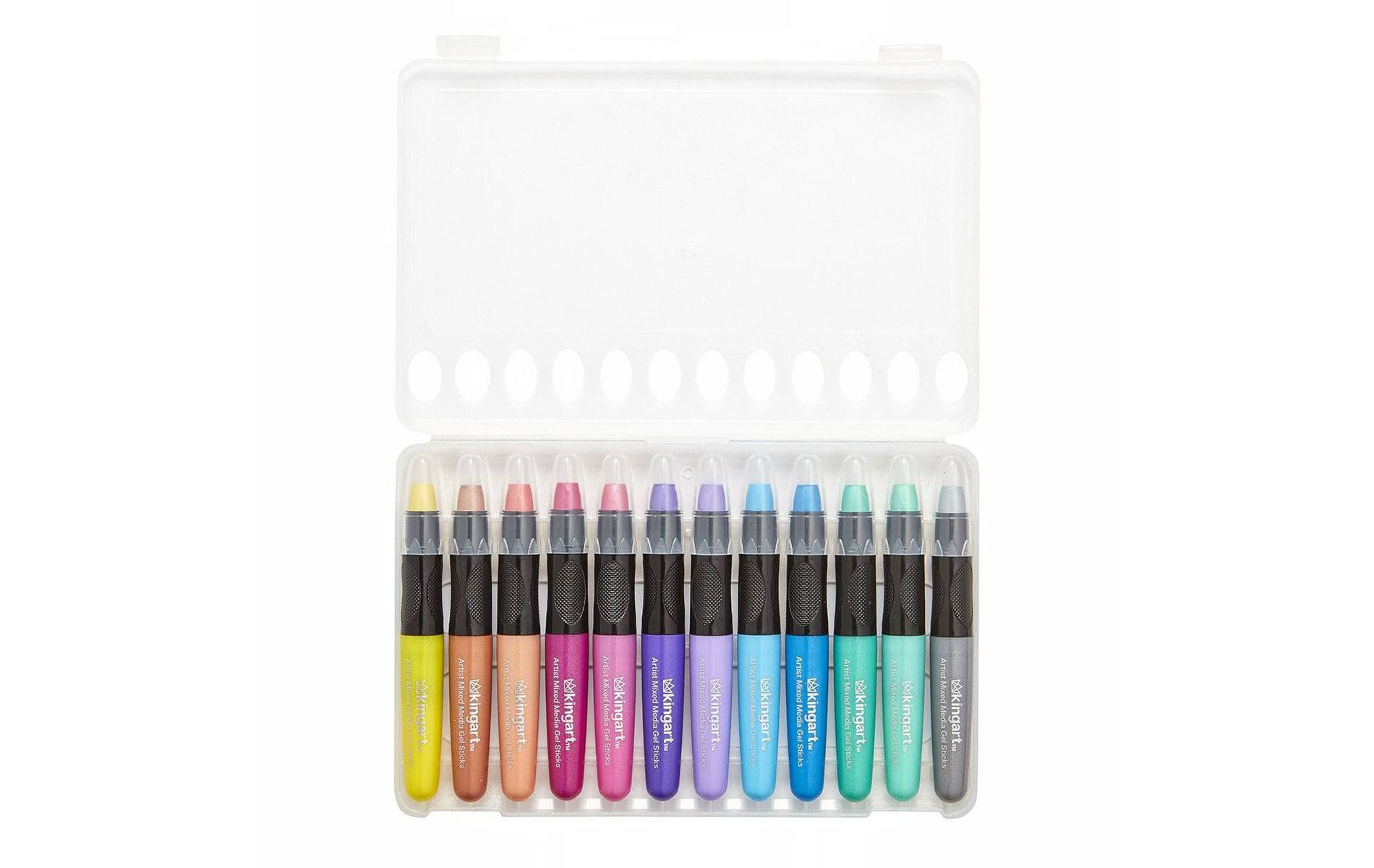 KINGART Gel Stick Crayons, 12 Metallic Colors