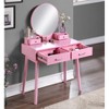 Gulches Elegant Pink Vanity Tables Set with Round Mirror & Storage Drawers - 3 of 4