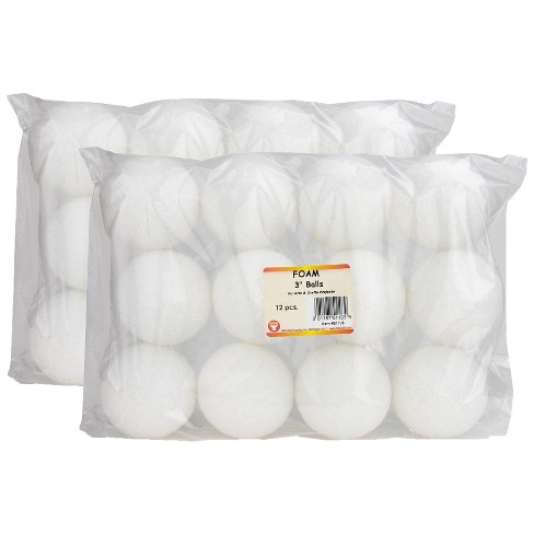 Hygloss Craft Foam Balls, 3 Inch, White, 12 Per Pack, 2 Packs