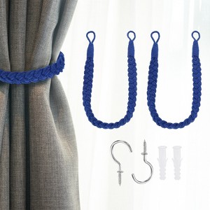 Unique Bargains Cotton Hand-Woven Decorative Metal Hook Curtain Drapes Holdbacks 23.6" - 1 of 4
