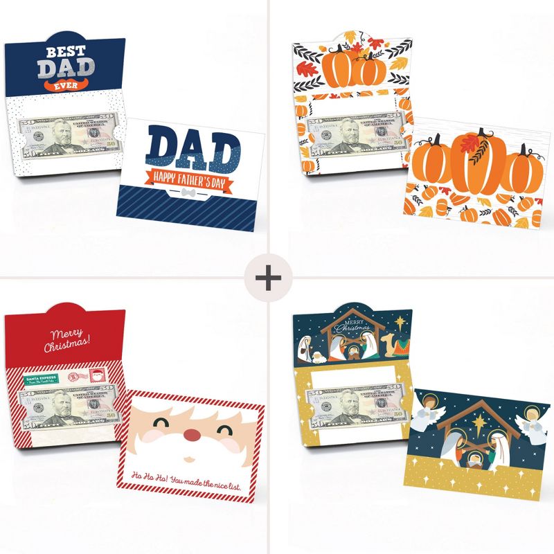 Big Dot of Happiness Assorted Seasonal Cards - All Holiday Assortment Money and Gift Card Holders - Set of 8, 3 of 7