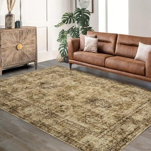Fulvari Area Rugs with Vintage Oriental Printed Distressed Design Washable Thin Low Pile Rugs for Living Room Indoor - 1 of 4