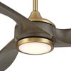 Casa Vieja 60" La Jolla Surf Modern Indoor Ceiling Fan 3 Blade LED Light Remote Control Soft Brass Finish Gray Oak Finish Blades Bedroom Living Room - 3 of 4