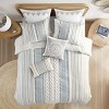 Sapphtopaz Bedding Set Duvet Cover Set Tufted Chenille Cotton with Stripes Printing 3 Piece 1 Cover, 2 Pillow Shams - 3 of 4