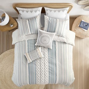 Okak Queen/King 3-Piece Cotton Chenille Printed Bed Duvet Cover Set Mini Set,Comfortable Coverlet Bedding Sets,Machine Washable - 1 of 4