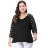 Agnes Orinda Women's Plus Size Top Raglan Floral Print V Neck 3/4 Sleeve Peasant Blouse - 2 of 4