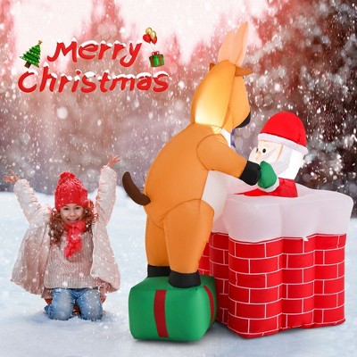 8ft store Tall Christmas Inflatable Santa Climbing Chimney