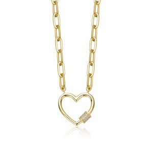 Guili 14K Gold Plated Necklace with Heart Charm, adorned with Cubic Zirconia, designed for kids/teens with a stylish and timeless touch. - 1 of 3