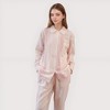 Anna-Kaci Lounge Women's Striped Woven Pajama Set with Collared Long Sleeve Top and Cuffed Wide Leg Pants - 2 of 4