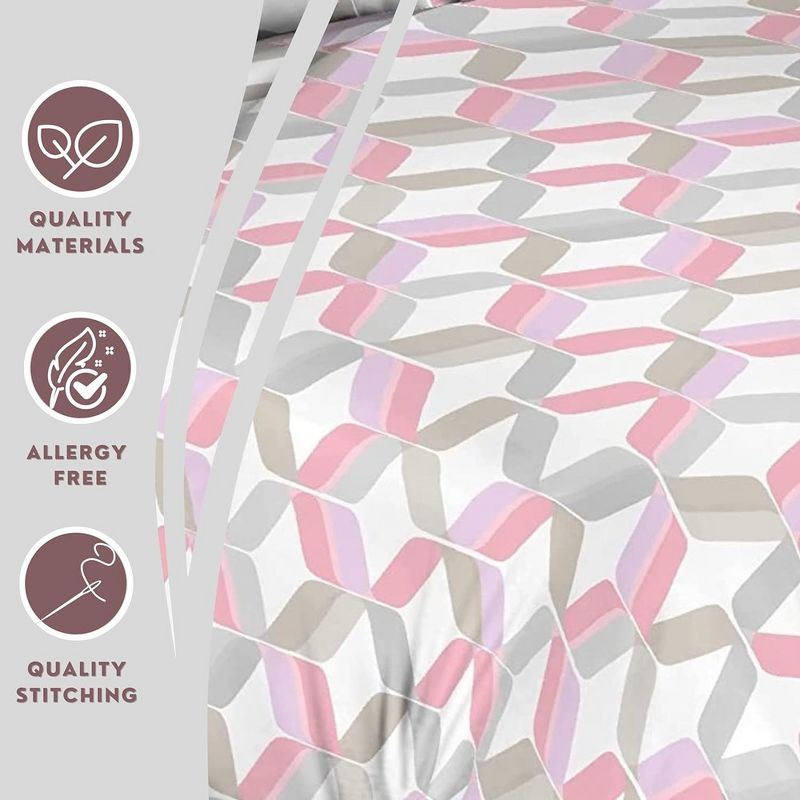 Superity Linen 180TC Dimensional Design Pink Duvet Set, 3 of 6