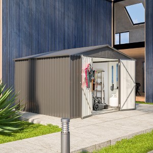Gulches 10X8 FT Outdoor Storage Shed, All Weather Metal Sheds with Lockable Doors, Tool Shed for Garden, Patio, Backyard, Lawn, Black - 1 of 4
