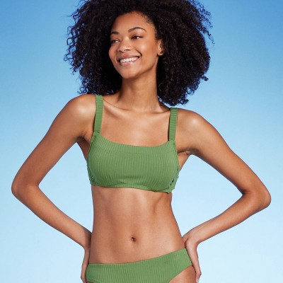 Women's Longline Cut Out Bikini Top - Shade & Shore™ Green 38c