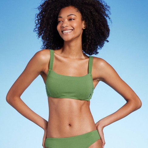 Women's Ribbed Underwire Bikini Top - Shade & Shore™ Green 38DD