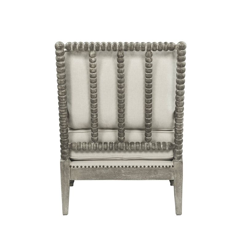 35&#34; Saraid Accent Chair Beige Linen/Gray Oak Finish - Acme Furniture, 5 of 6