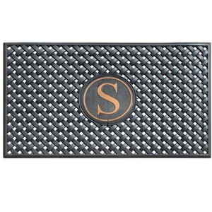 A1HC Natural Rubber Large Monogrammed Door Mat 24" x 39" Scrapes Shoes Clean of Dirt & Grime Doormat - 1 of 4