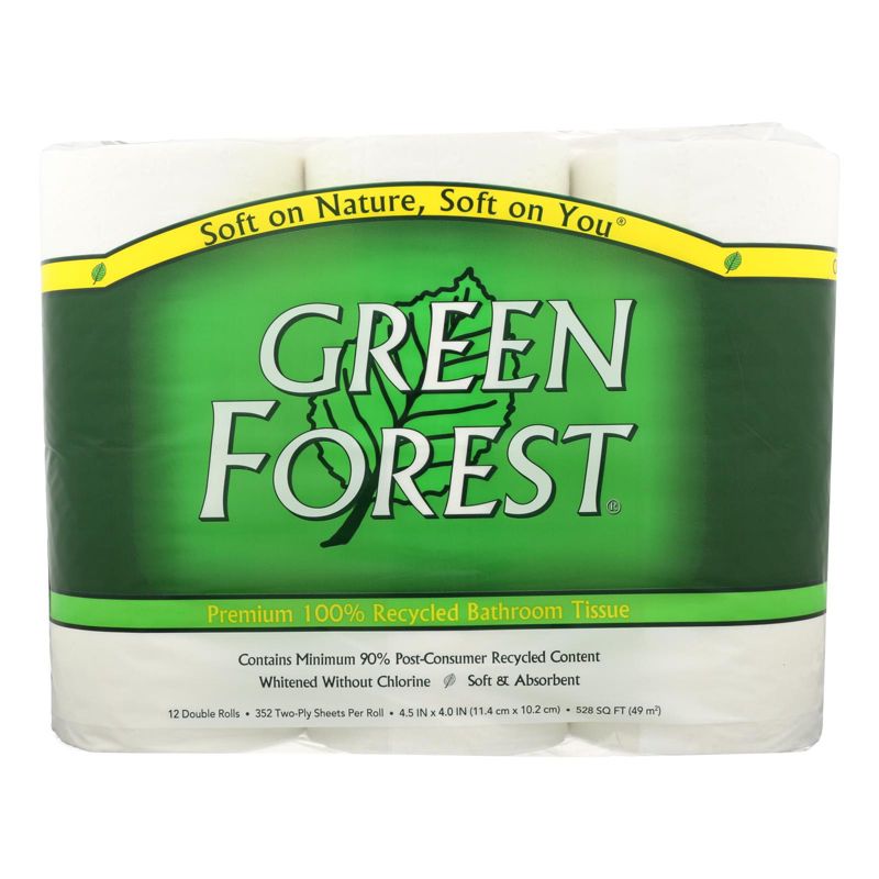 Green Forest Premium 100% Recycled Bathroom Tissue 2-Ply 352 Sheets - Case of 4/12 ct, 2 of 6