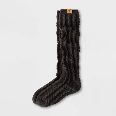 Bearpaw Women's Super Soft Cable Knee High Socks - Charcoal 5-10