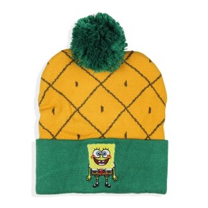 SpongeBob SquarePants Embroidered Character Pineapple Cuff Pom Beanie Hat - 1 of 4