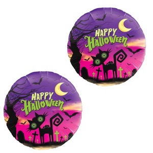 Halloween Graveyard Kitty Foil Balloon 2-Pack – Spooky Party Decoration - 1 of 3