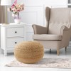 Hand-Braided Jute Pouf Ottoman, 19" Round x 10-1/2" High Footrest, Natural Woven Footstool, Boho Farmhouse Decor for Living Room, Bedroom - 2 of 4