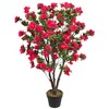 Northlight 3.6’ Unlit Artificial Potted Green and Pink Azalea Flower Tree - 3 of 4