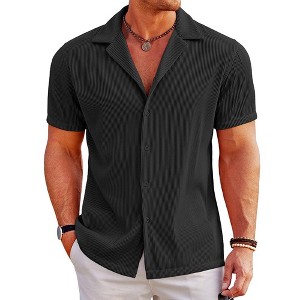 COOFANDY Men's Casual Button Down Shirts Short Sleeve Regular Fit Fashion Camp Beach Shirts Tops - 1 of 4