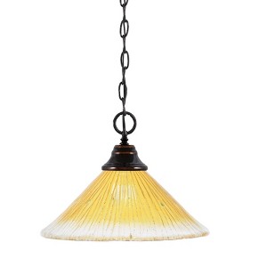 Toltec Lighting Any 1 - Light Pendant in  Black Copper with 12" Gold Champagne Crystal Shade - 1 of 1