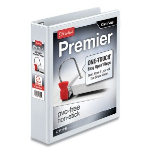 Cardinal Premier Easy Open ClearVue Locking Slant-D Ring Binder, 3 Rings, 1.5" Capacity, 11 x 8.5, White - 1 of 4