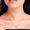 EVERLY JEWELRY | 10K Rose Gold 4/5 CT TGW Amethyst and Diamond Accent Bow Necklace - 17 inch - 3 of 4