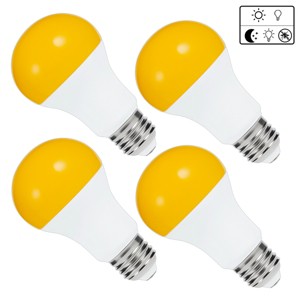 DORESshop 40-Watt Equivalent A19 Dusk to Dawn Light Bulbs Outdoor,E26 Base Bug Lights for Outside in Yellow-Colored 2000K (4-Pack) - 1 of 4