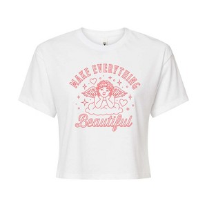 Women's - Instant Message - Make Everything Beautiful Angel Cropped Graphic T-Shirt - 1 of 4