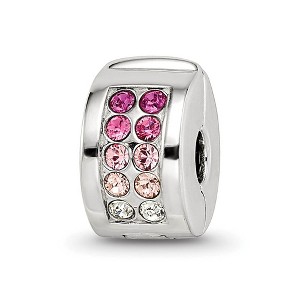 Black Bow Jewelry Sterling Silver with Pink Crystals Hinged Clip Bead Charm - 1 of 4