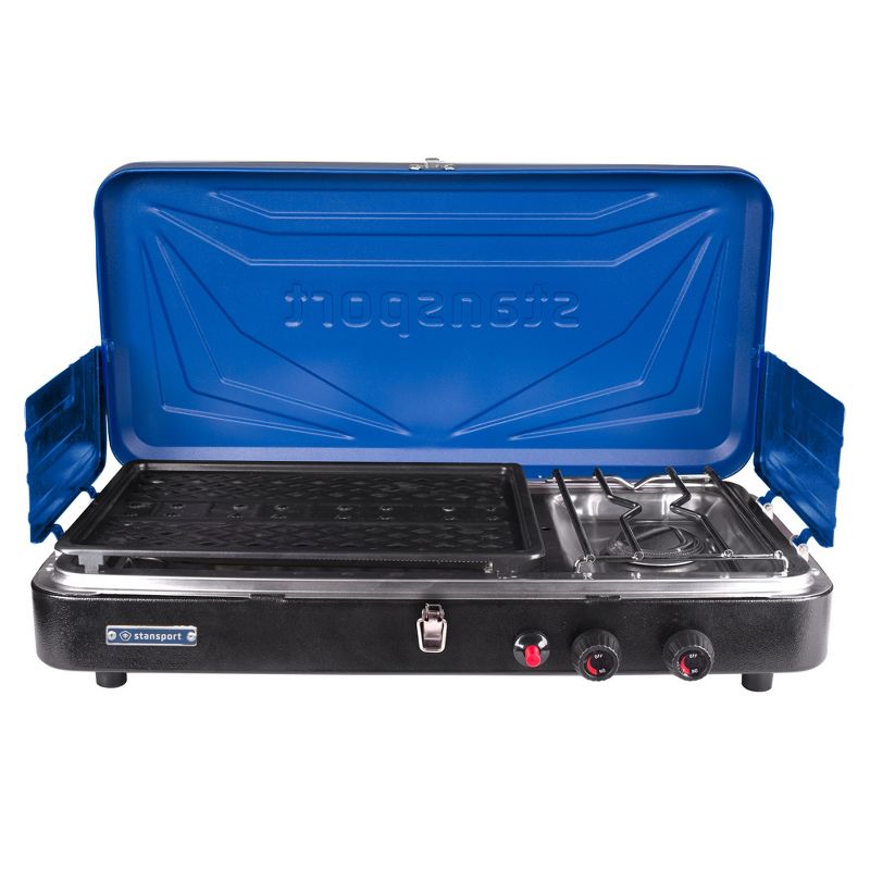 Stansport Propane Stove and Grill Combo Piezo Ignition Blue, 1 of 12