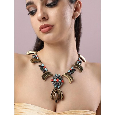 SOHI Women's Multicolour Party Stone Statement Necklace